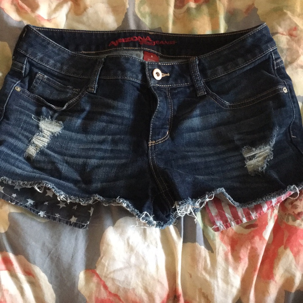 American flag pocket denim shorts